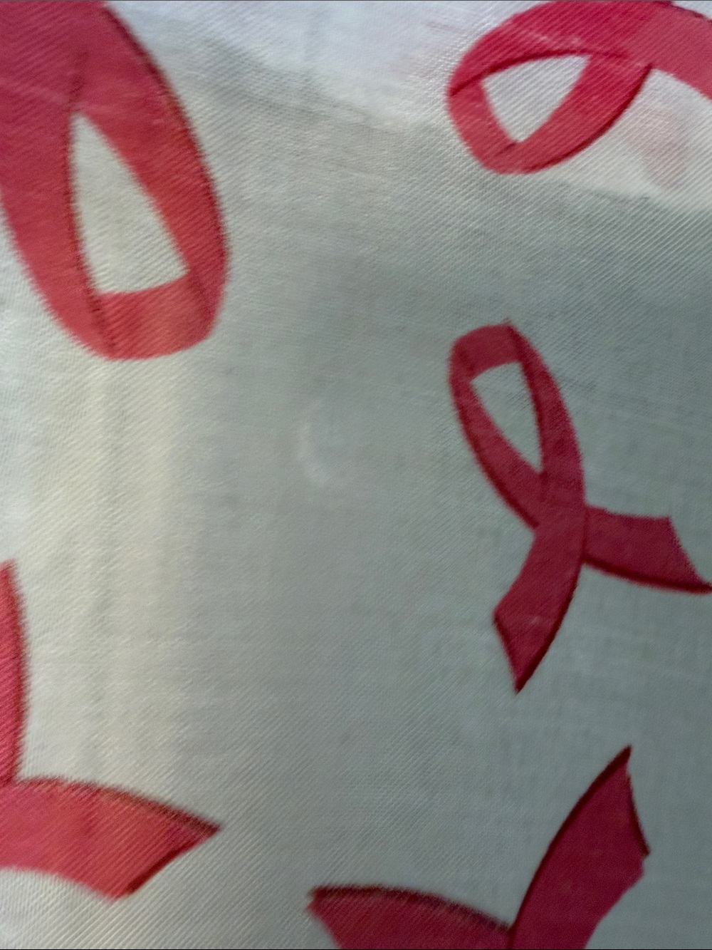 Pink Ribbon Print White Scarf - Supportive Pattern - Picture 2 of 7